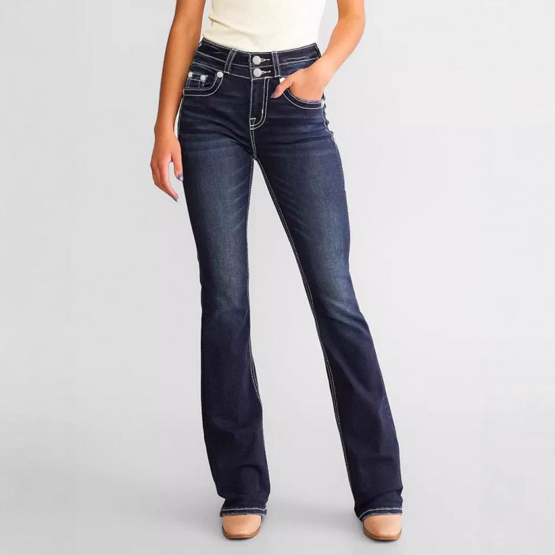 New women's denim embroidered fashion slim-fit flared jeans