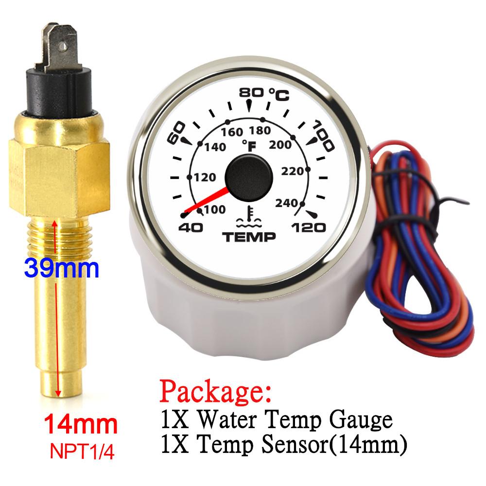 Customized10mm 14mm 17mm 21mm Temperature Sensor+52mm Water Temperature Gauge Universal for Boat Car Auto Motorcycle Thermometer