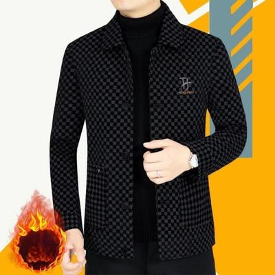 Woolen Coat, Men's Lapel Casual Jacket, Autumn and Winter Business Woolen Top, with Added Fleece and Thickened