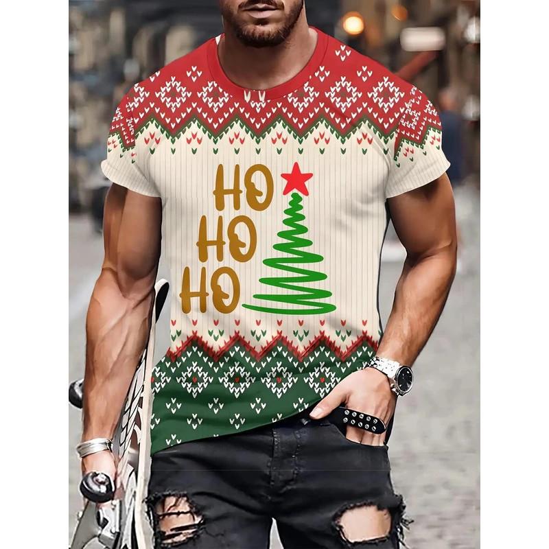 2026 Vánoční 3D tištěné tričko Kreslené grafické tričko pro muže Sobí Cukroví Grafická trička Dárky Oversized tričko