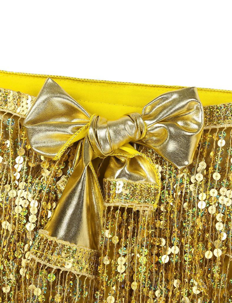 Women Shiny Sequins Tassels Carnival Rave Performance Belly Dance Costume Halter Bra Tops with Hip Scarf Wrap Skirt Set