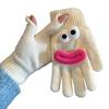 Hübsche Würstchenmund-Touchscreen-Handschuhe für Damen und Mädchen, weiche Winterwärme-Handschuhe mit Fingerloch für Outdoor-Aktivitäten