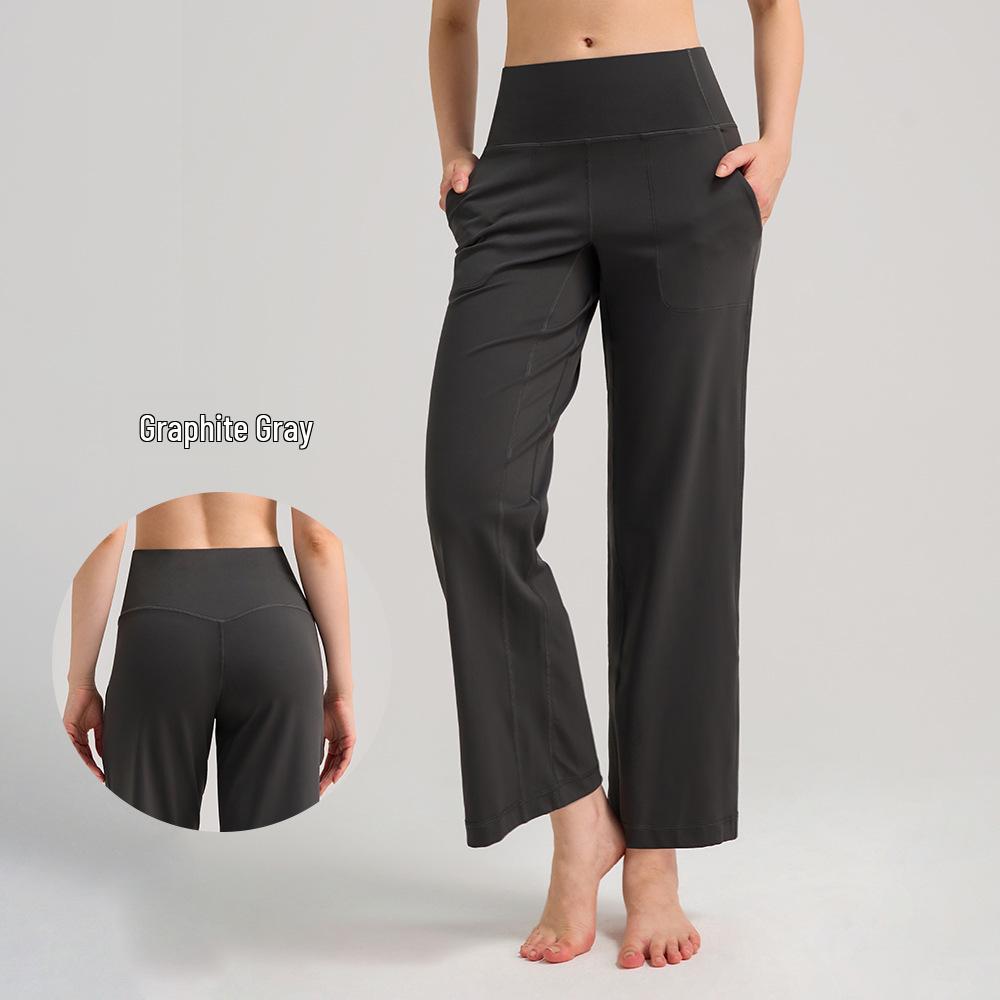 Lulu Women's High-Waisted Wide-Leg Yoga Pants with Brushed Finish and Hidden Pocket