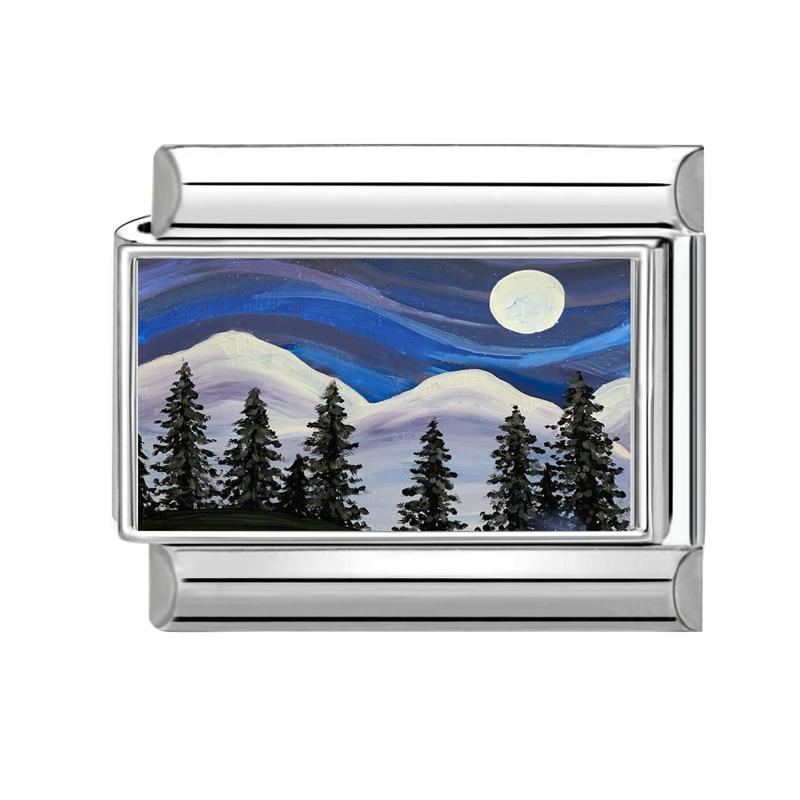 

Pretty Scenery Series Moon Heart Sunset Sunrise Beach Italian Charm Links 9mm Bracelets Bangle Stainless Steel DIY Making Gift