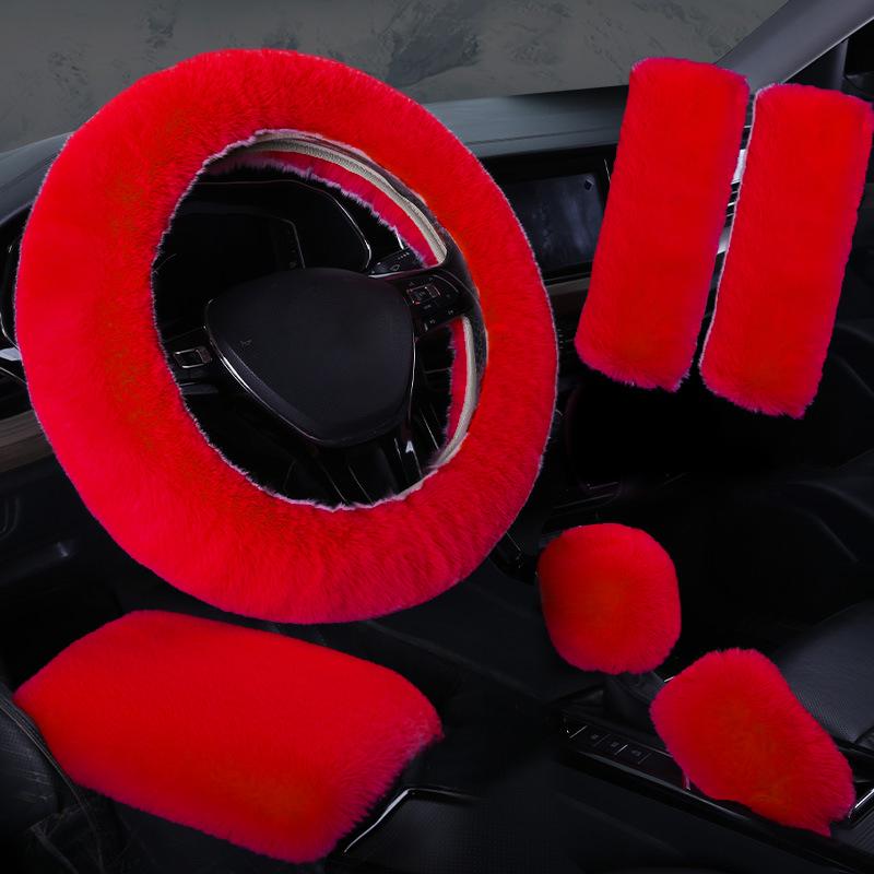 

Плюшевый чехол на руль автомобиля, набор из 6 штук, зимний, теплый и эластичный, нескользящий чехол на руль, женские аксессуары для интерьера автомобиля