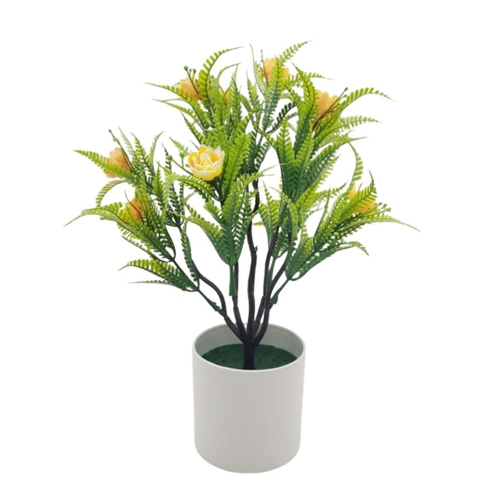 

Multicolor Artificial Rose Flower Bonsai Green Grass White Flowerpot Spring Grass Potted Waterproof Photo Props Desktop Ornament жёлтый