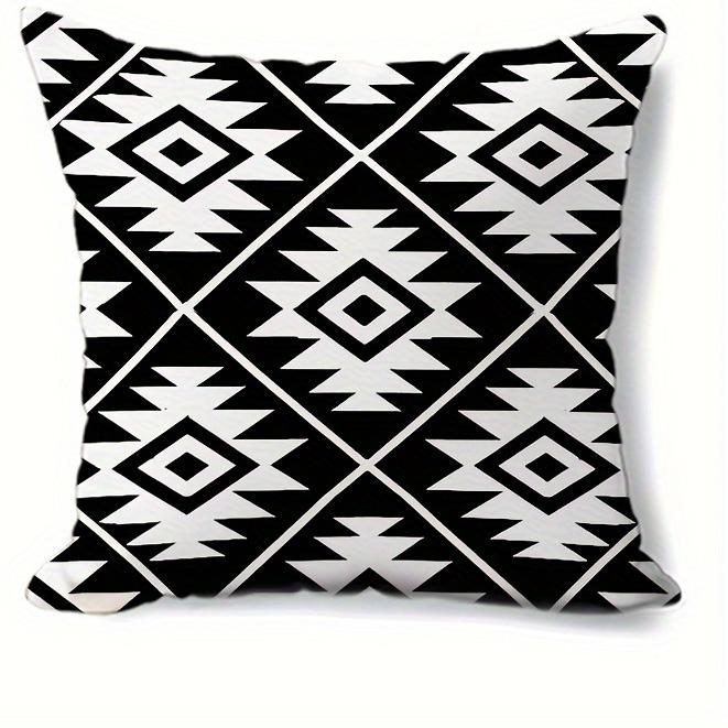 

Home Decor Black And White Geometric Pattern Throw Pillow Pattern Cushion Cover Suitable For Sofa Bedroom Car Pillow Cover 16x16Inch