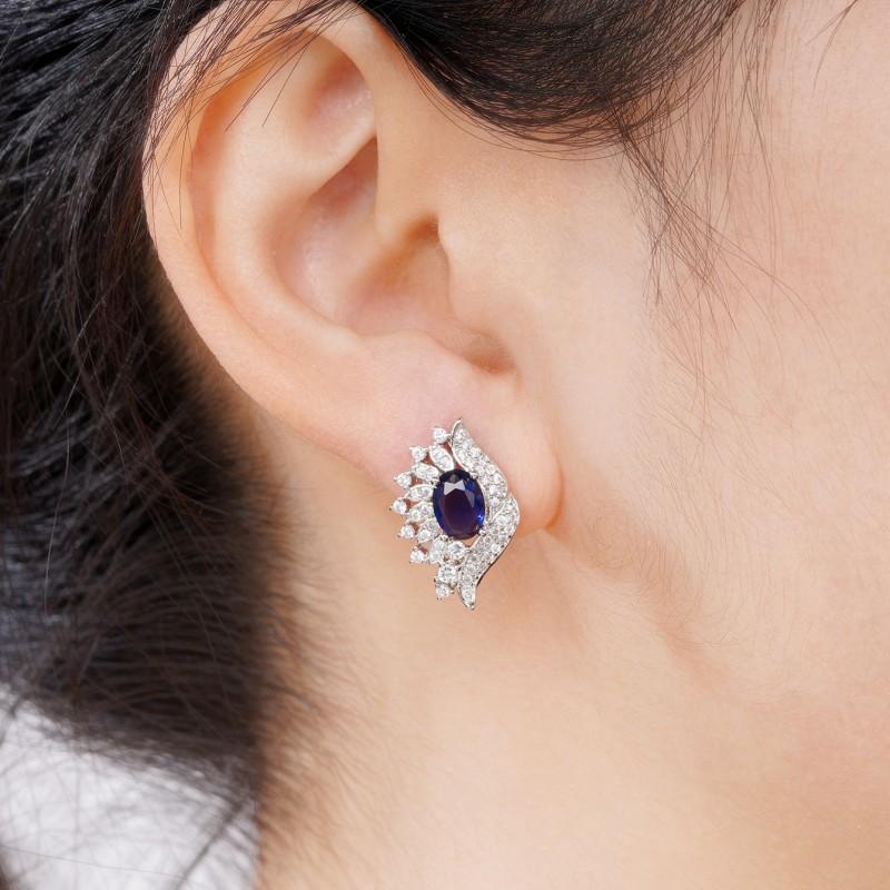 Huitan Chic Creative Design Stud Earrings Female Party Zircon with Dazzling Cubic Zirconia Aesthetic Lady Delicate Ear Studs