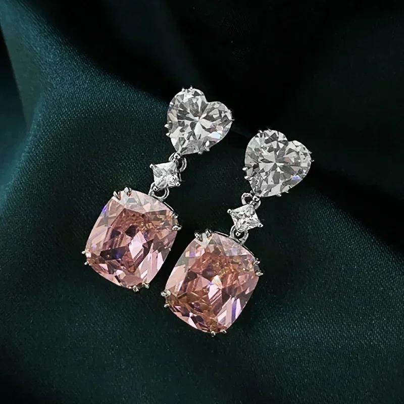 Shiny Zircon Wedding Hanging Earrings with High Grade Temperament Geometric Cubic Zirconia  Quality Women's Luxury Jewelry