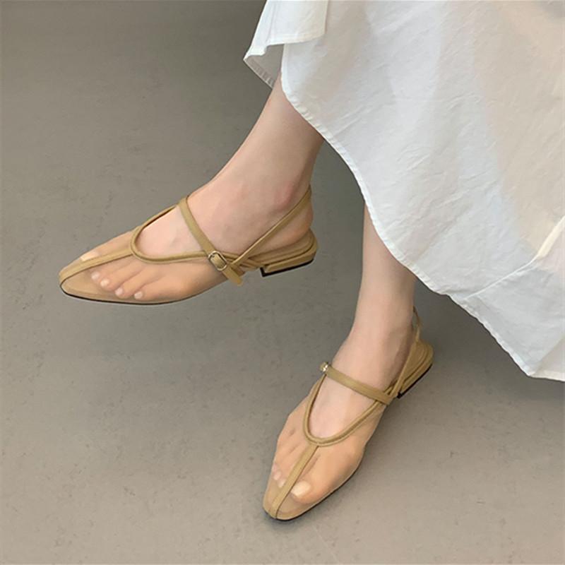 Fashion Bailamos Summer New Women Sandals Slip On Mules Shoes Fashion Weave Ladies Dress Shoes Low Heel Outdoor Casual Slipper