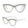 Katzenaugen-Lesebrille mit Diamanten für Damen, modisch, großes Gestell, Blaulichtfilter, Lesebrille, Korrektionsbrille, Myopie-Brille