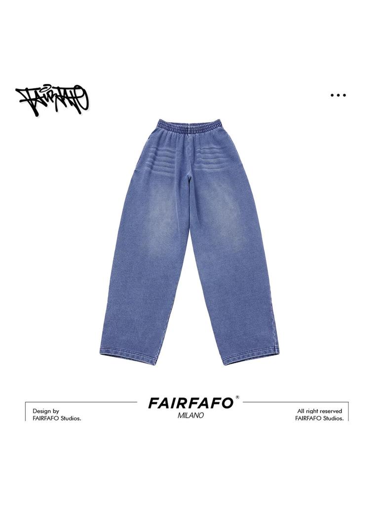 Spring 2026: Women's Knitted Faux Denim Elastic Waist Loose Cotton Pants