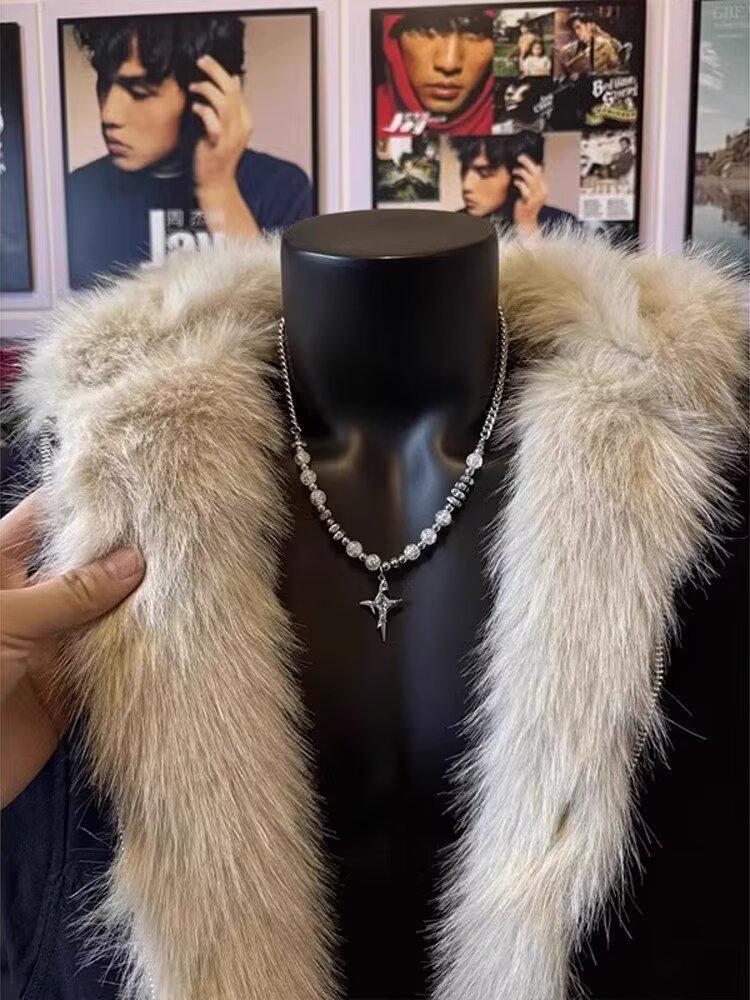 Herrvinter Retro Vittygöring Bomullsjacka med Pälskrage Huva