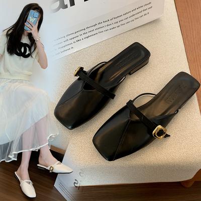 Flat-bottomed Bag Head Half Slippers Women's Summer Wear New One-pedal Lazy French Muller Shoes Women's Cool Slippers