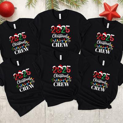 Maglietta di Natale Novità Divertente Babbo Natale Renna Regalo di Natale Top,Christmas Crew 2025