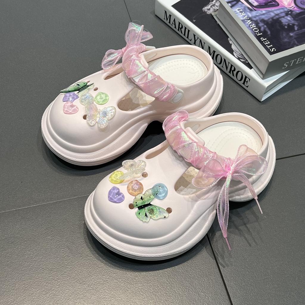 Fashion high-end hole shoes women's summer new outer wear runaway tired feet non-slip bag head slippers