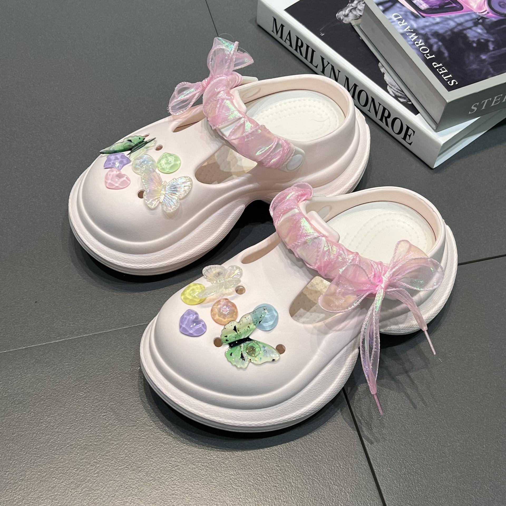 

Модные высококлассные туфли с дырочками женские летние новые для улицы, для уставших ног, нескользящие, с закрытым носком, шлепанцы 40