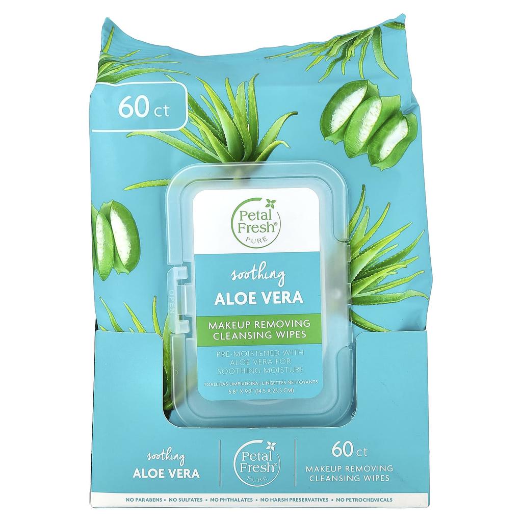 Petal Fresh Makeup Removing Cleansing Tissues, Soothing Aloe Vera, 60 Sheets