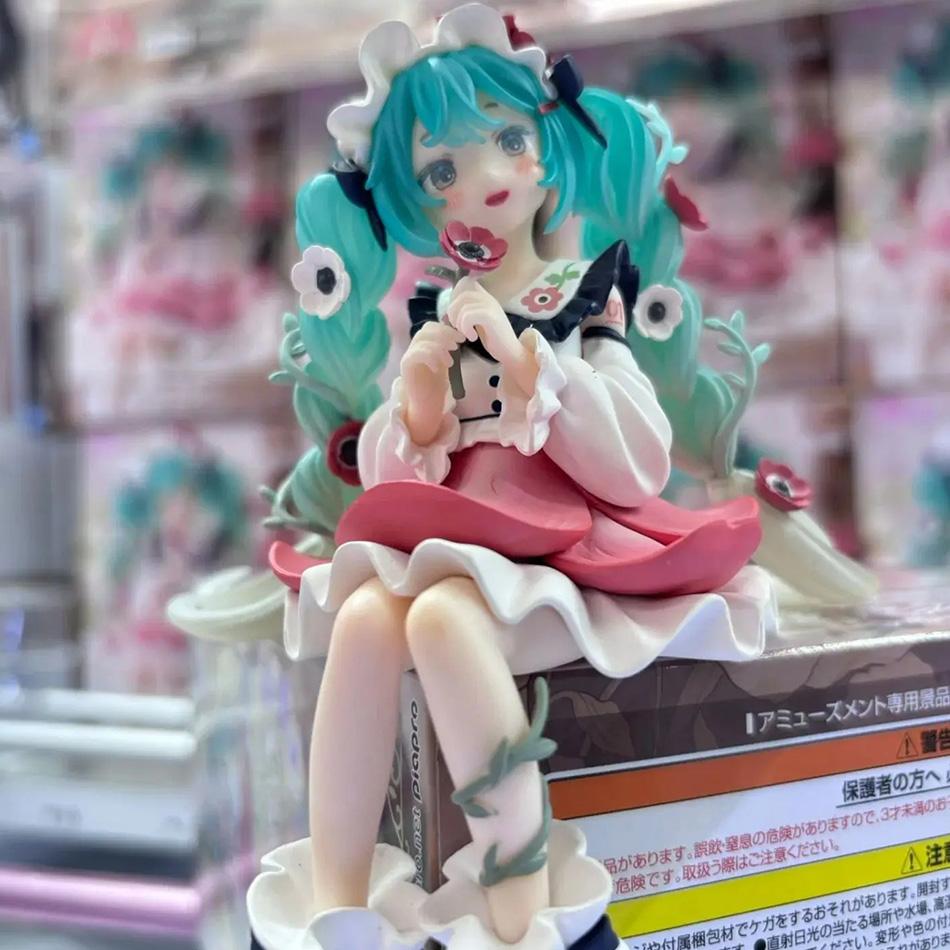 New Hatsune Miku Anime Figure Pink Sakura Sitting Position PVC Figure Model Toy Decoration Collect Gifts Children Birthday Gift