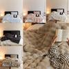 Elegant Toscanian Ins Style Thick Warm Faux Rabbit Fur Blanket Soft Cozy Cover In White