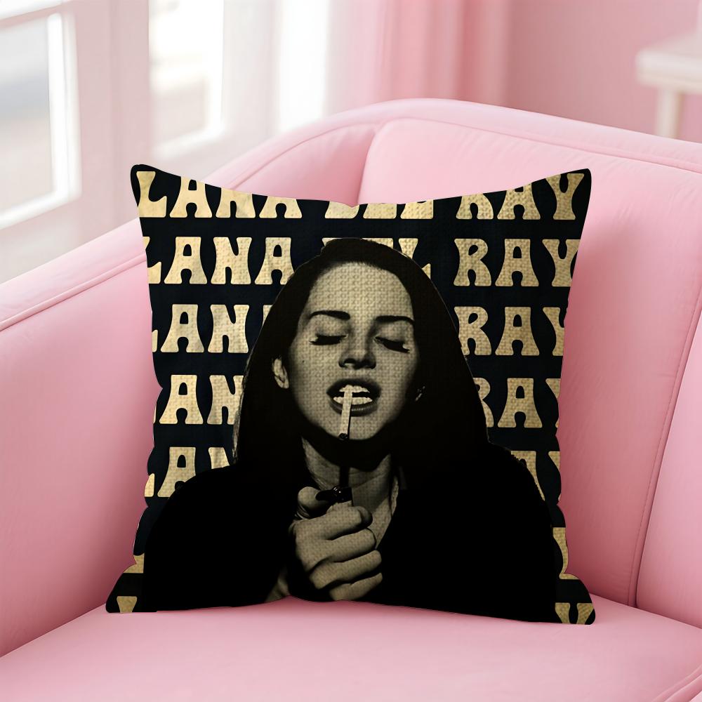 Singer L-Lana Del Rey Cushion Cover Natural Linen Pillow Case Double-Sided Print Decorative Sofa Pillowcase Home Decor Gift