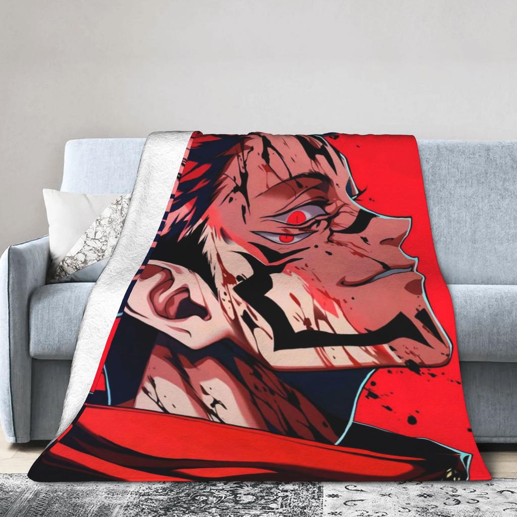 Ryomen Sukuna Jujutsu Kaisen Super Warm Blanket Students Plush Throw Blanket Fluffy Outdoor Flannel Bedspread Sofa Bed Cover