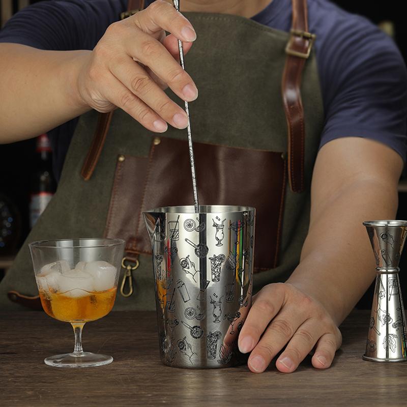 Étain Agitateur en Acier Inoxydable 800 ml Verre à Mélange Préféré par les Pros et les Amateurs, Créez Vos Propres Cocktails Spéciaux