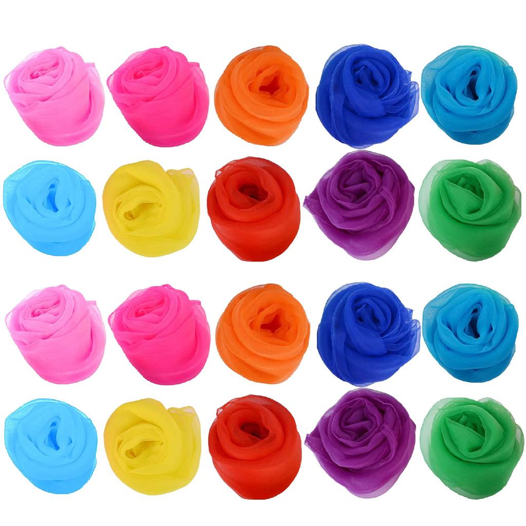 Samcos Chiffon Juggling Silk 10 20 Perfect for Kindergarten and Colorful Chiffon Square Scarves Scarves, Colors, Pieces, Performances, Dance, Play,