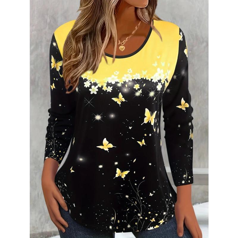 Floral 3D Print Crew Neck Long Sleeve T-Shirt Fashion Pattern Women Clothing Casual Clothes Harajuku Female Clothing