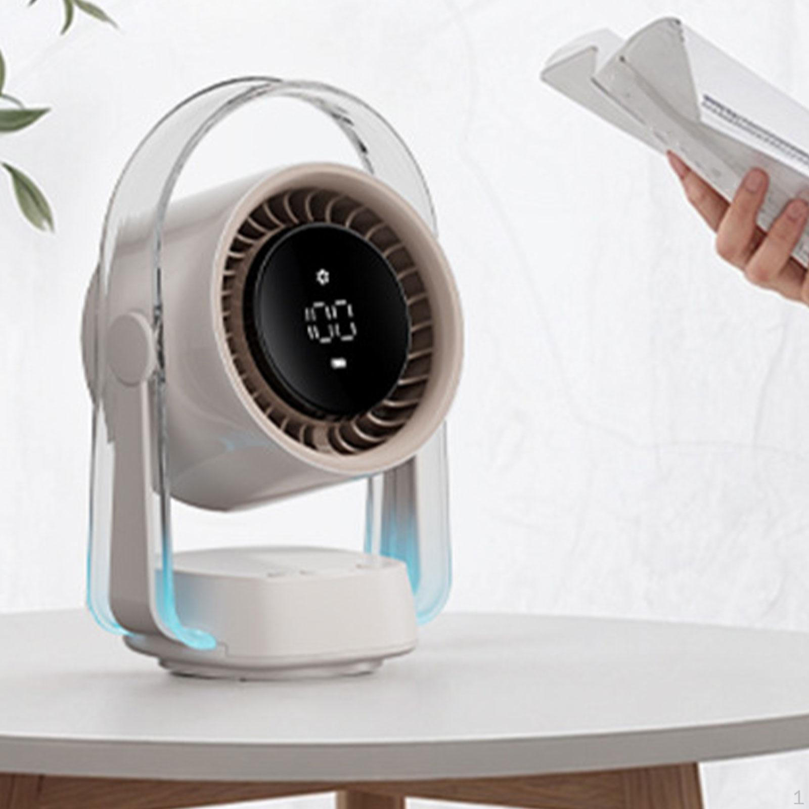 

Air Cool Fan Desk 100 Gears Tabletop or Hanging Timer Silent with Light Rechargeable High Speed бежевий