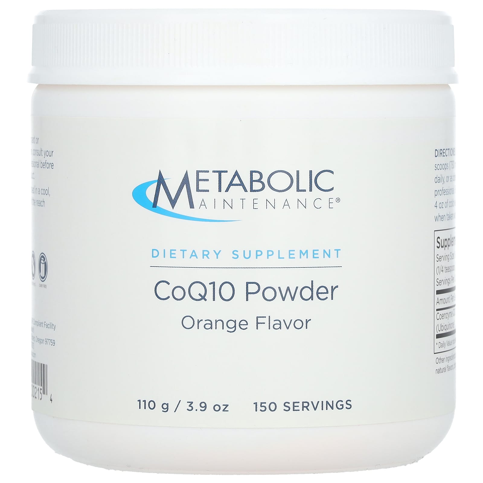 

Metabolic Maintenance, CoQ10 Powder, Orange, 3.9 oz (110 g)