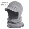Winter Men Hat Outdoor Ear Protection Warm Thick Bicycle Knitted Cap Scarf Windproof Visors Baseball Cap Male