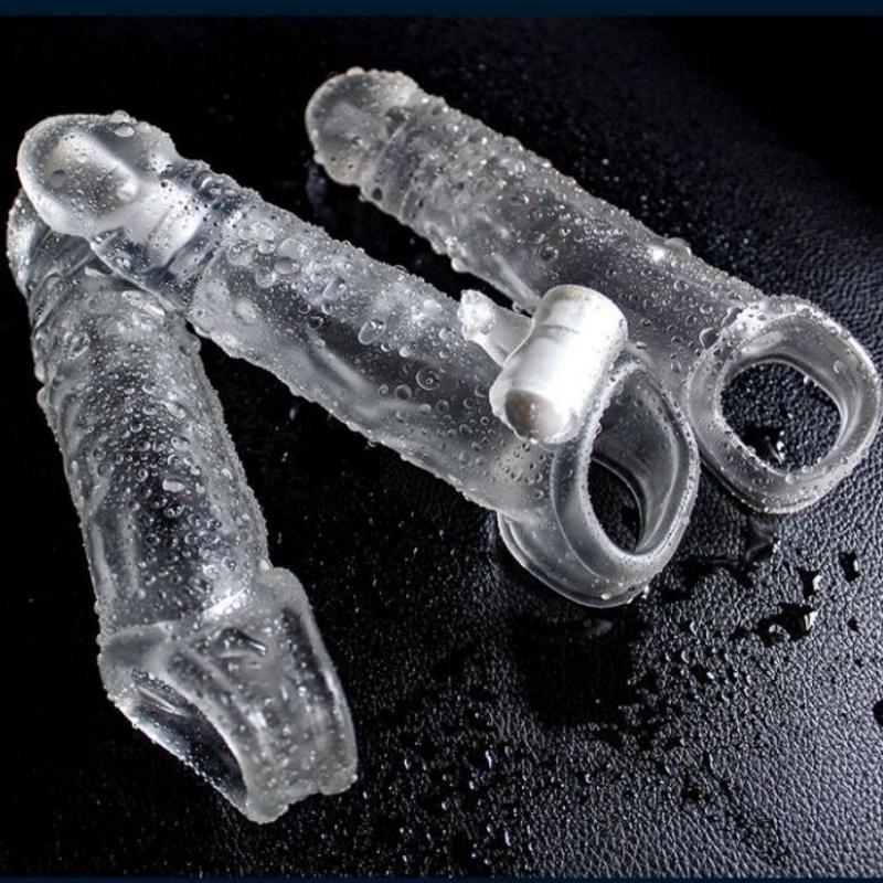 MELEON Reusable Condom Penis Extension Sleeve Delay Ejaculation Cock Cover Penis Extender Vibrator Sex Toys For Men Adults Products