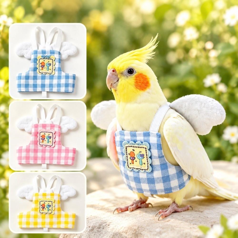 Checkered Bird Harness Leash Vest Style Parrot Diaper New Parrot Flight Suit  Outdoor Carrying