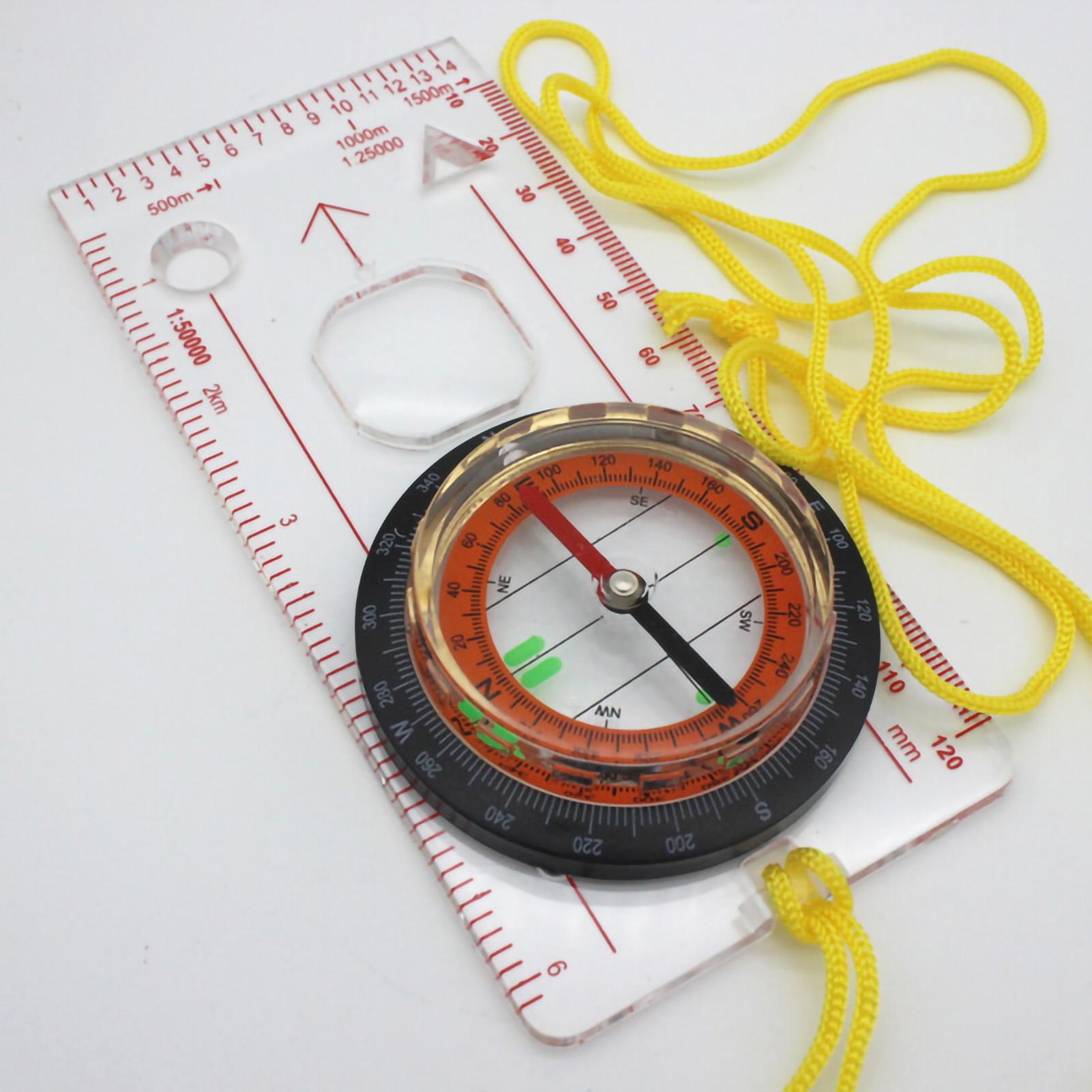 Map Ruler Plastic Portable Multiple Scales Accurate Orienteering Compass for Outdoor