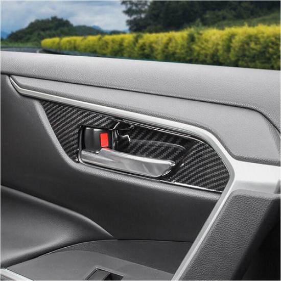 For -2024 Toyota RAV4 Carbon Fiber Inner Car Door Handle Bowl Cover 4pcs
