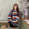 Stripe Chic Hoodie Women Spring Autumn Thin Ins Loose Korean Bf Lazy Style Plus Size Tee