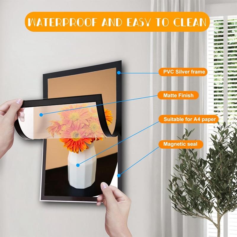 A4 Magnetischer Fotorahmen Magnetische Präsentationswand Selbstklebend Weiche Bilderrahmen Dokument Leinwandgemälde Schaufenster