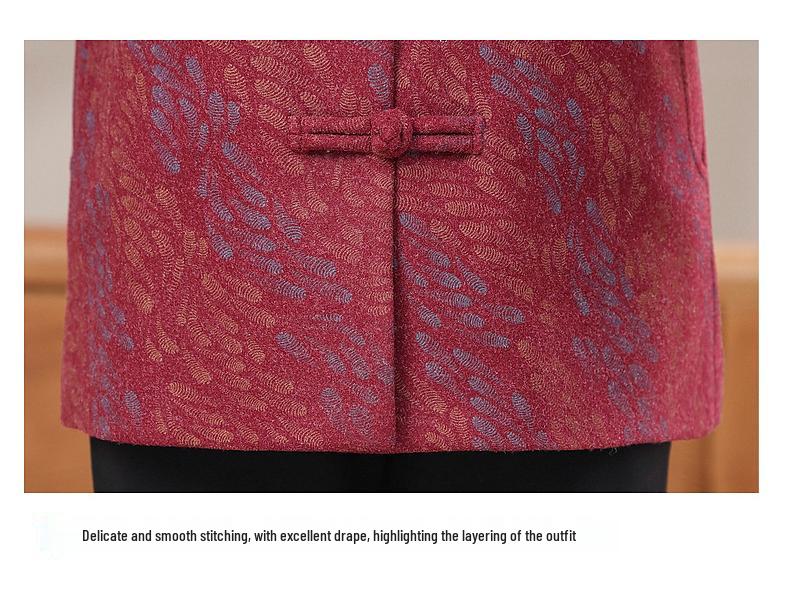Grandma's Autumn Chinese Style Evening Dress Coat - Elegant Outfit for Middle-Aged & Elderly Women