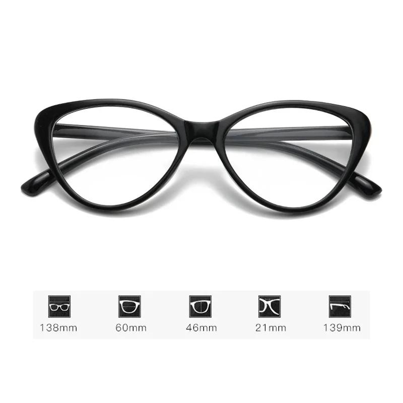 Ladies Cat Eye Myopia Glasses Vintage Square Black Large Frame Shortsighted Eyeglasses TR90 Anti Blue Rays Minus Eyewear Diopter