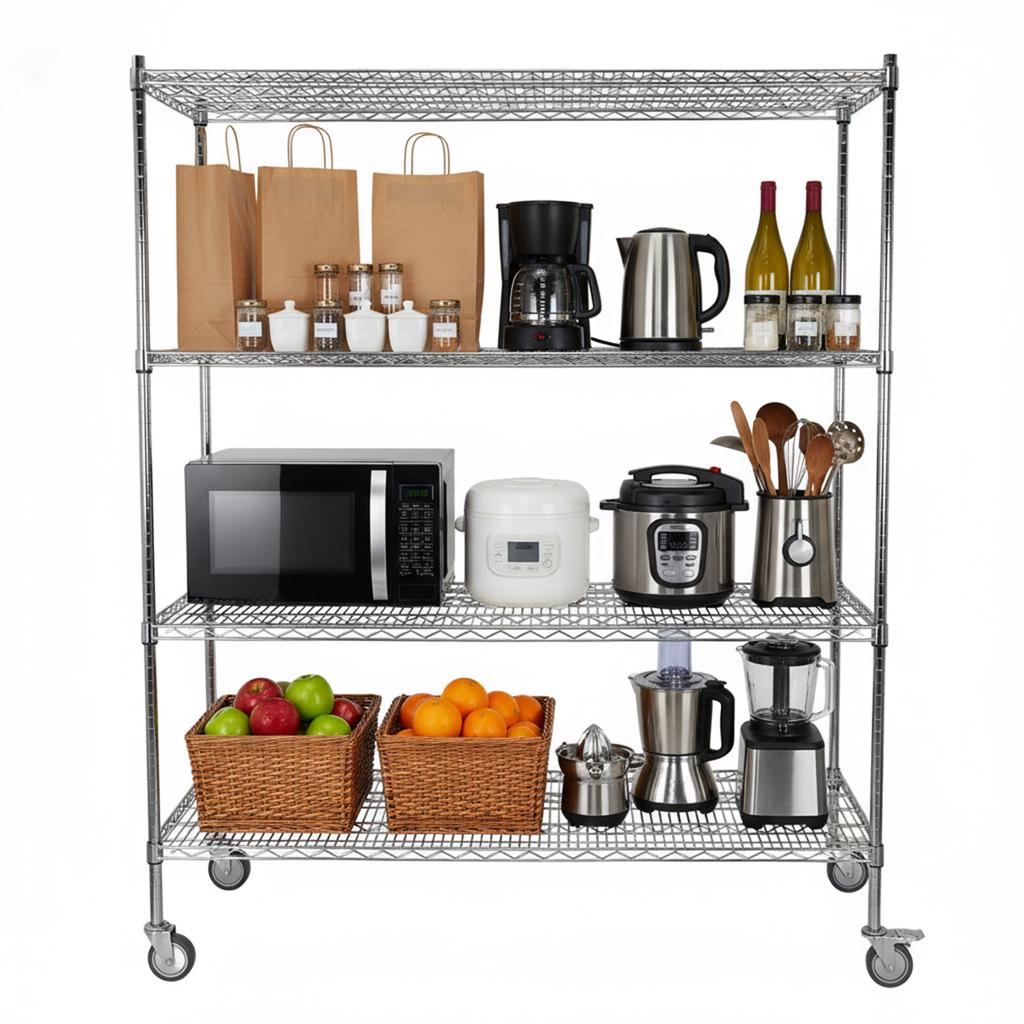 5-Tier 70.87x59.76x23.98in Heavy Duty Steel Storage Rack with Wheels Rolling Storage Shelf for Warehouses Closets Kitchen School