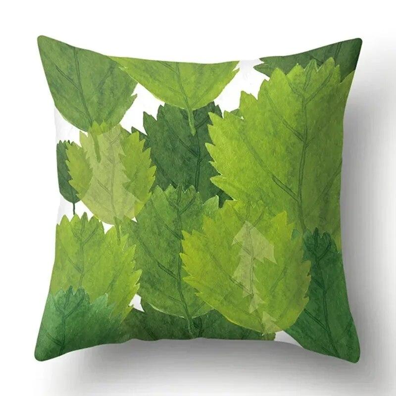 Watercolor Plant Leaf Print Pillow Cover Home Decoration Living Room Sofa Cushion Cover Bedroom Room Decoration 45x45cm