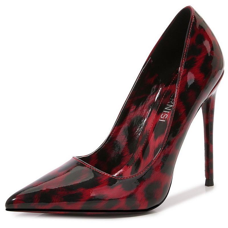 

Women Sexy Leopard High Thin Heel Shoes Patent Leather Stiletto Single Shoes Office Nightclub Party Pub Banquet Catwalk Pumps 46