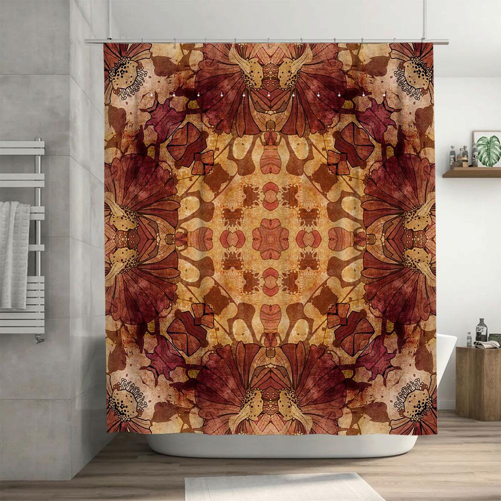 Colorful Shower Curtain With Abstract Landscape Design Modern Bathroom Decor For Home Living Room Or Bathing Area (128 Character
