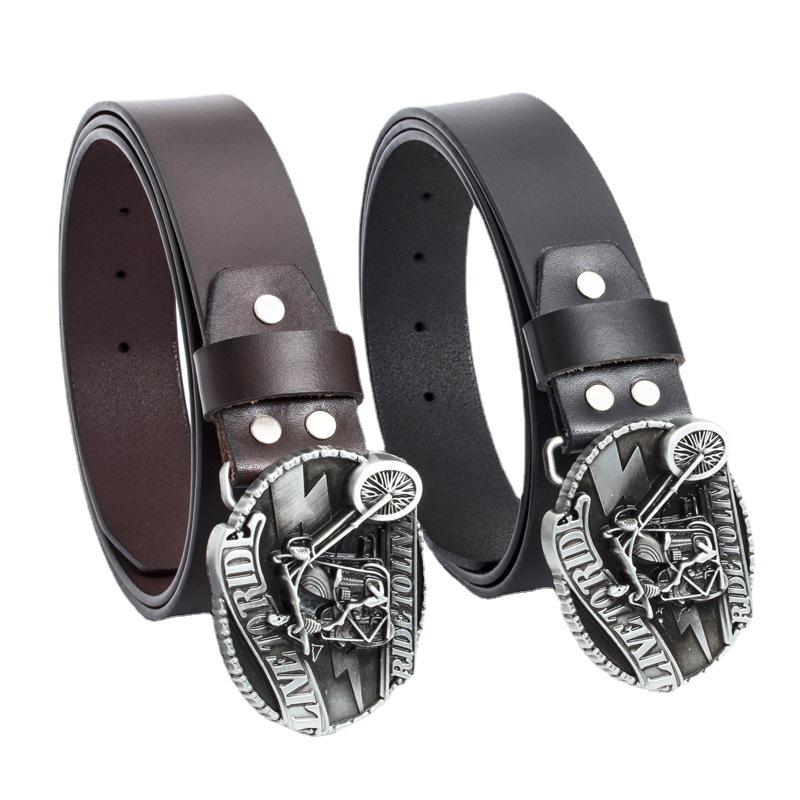 Skull Motorcycle Belt: European & American Men's Casual Trend