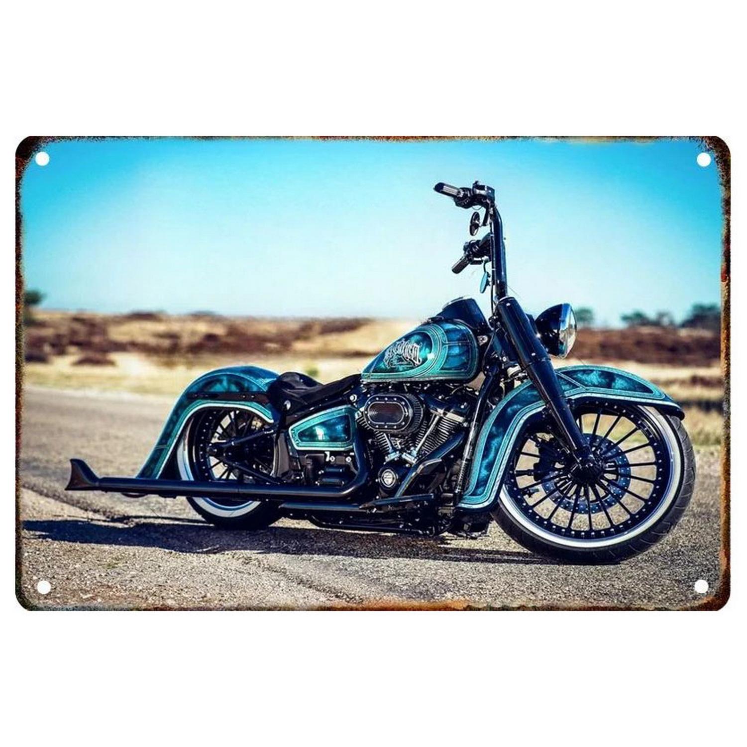 Metallblechschilder Plakette Coole Motorrad-Wanddekoration Vintage Eisenmalerei Kunstposter für Männerhöhle Zuhause Café Garage Club Bar 20x30cm（7.8x11.8inch）
