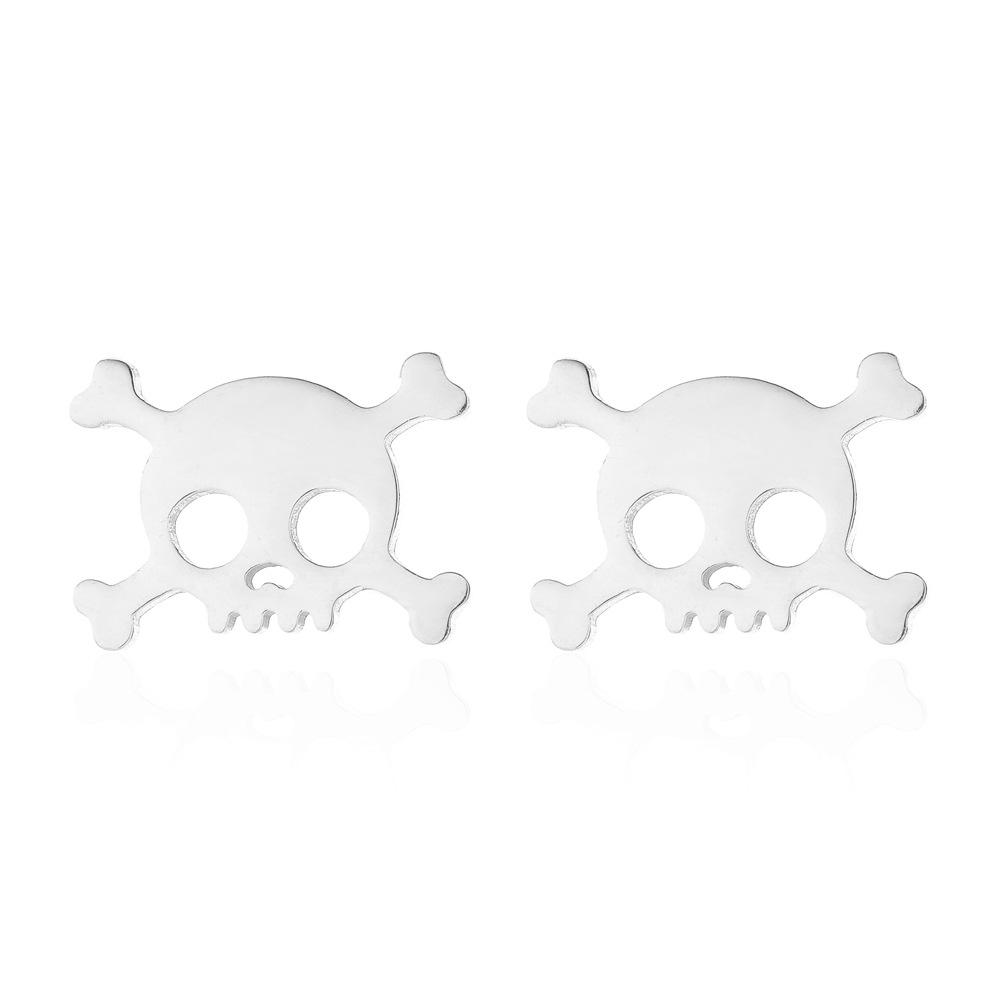 Retro Stainless Steel Dinosaur & Christmas Motif Stud Earrings