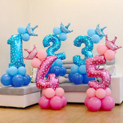 Ballons Joyeux Anniversaire Enfants 1 2 3 Ans Décoration d'Anniversaire Rose Bleu Ballons Numéros en Aluminium C'est un Garçon Fille Fête Baby Shower MIT