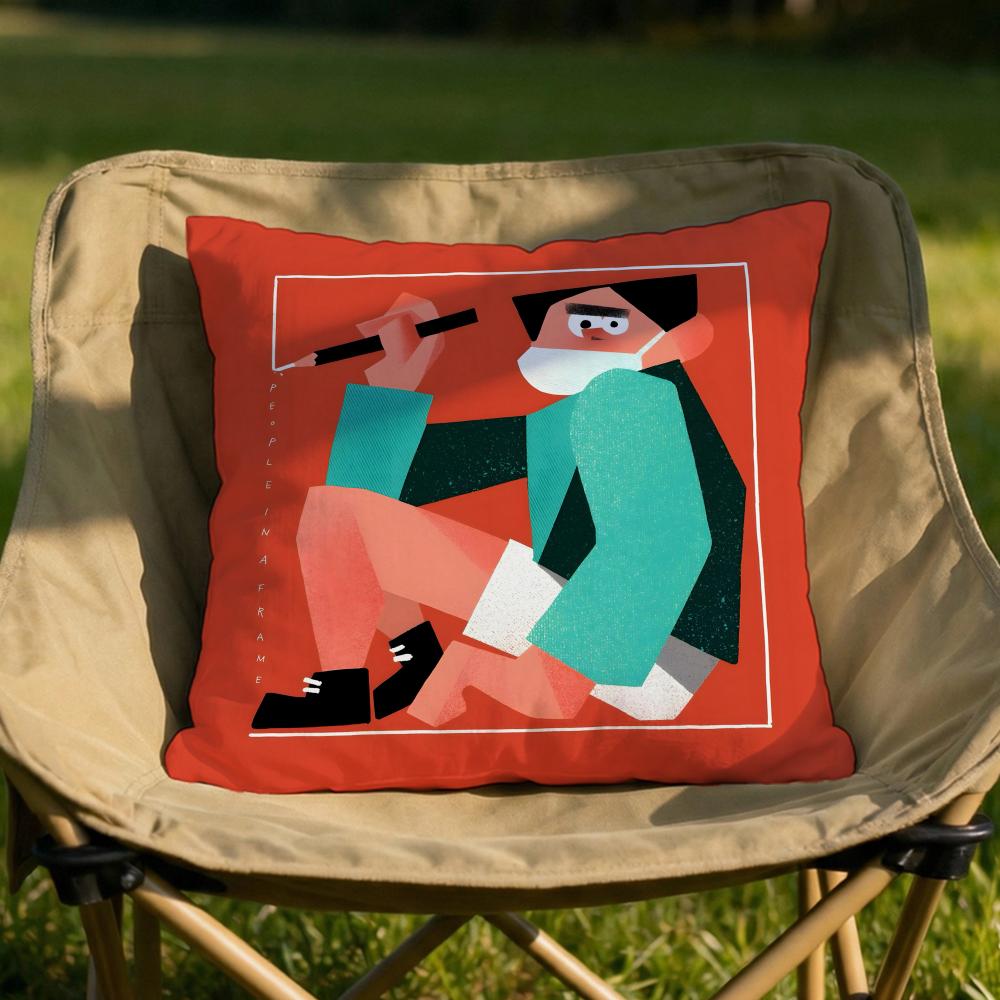 People Living In a Frame Cushion Cover Soft Reversible Durable Pillow Cover MultiScene Use for Home Car Daily Comfort