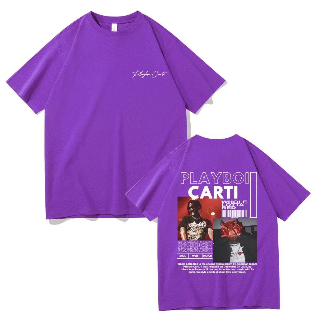 Rapper Playboi Carti Whole Lotta Red 2020 Album Graphic Tshirt Men Hip Hop Vintage T-shirt Short Sleeve Street Oversized T Shirt